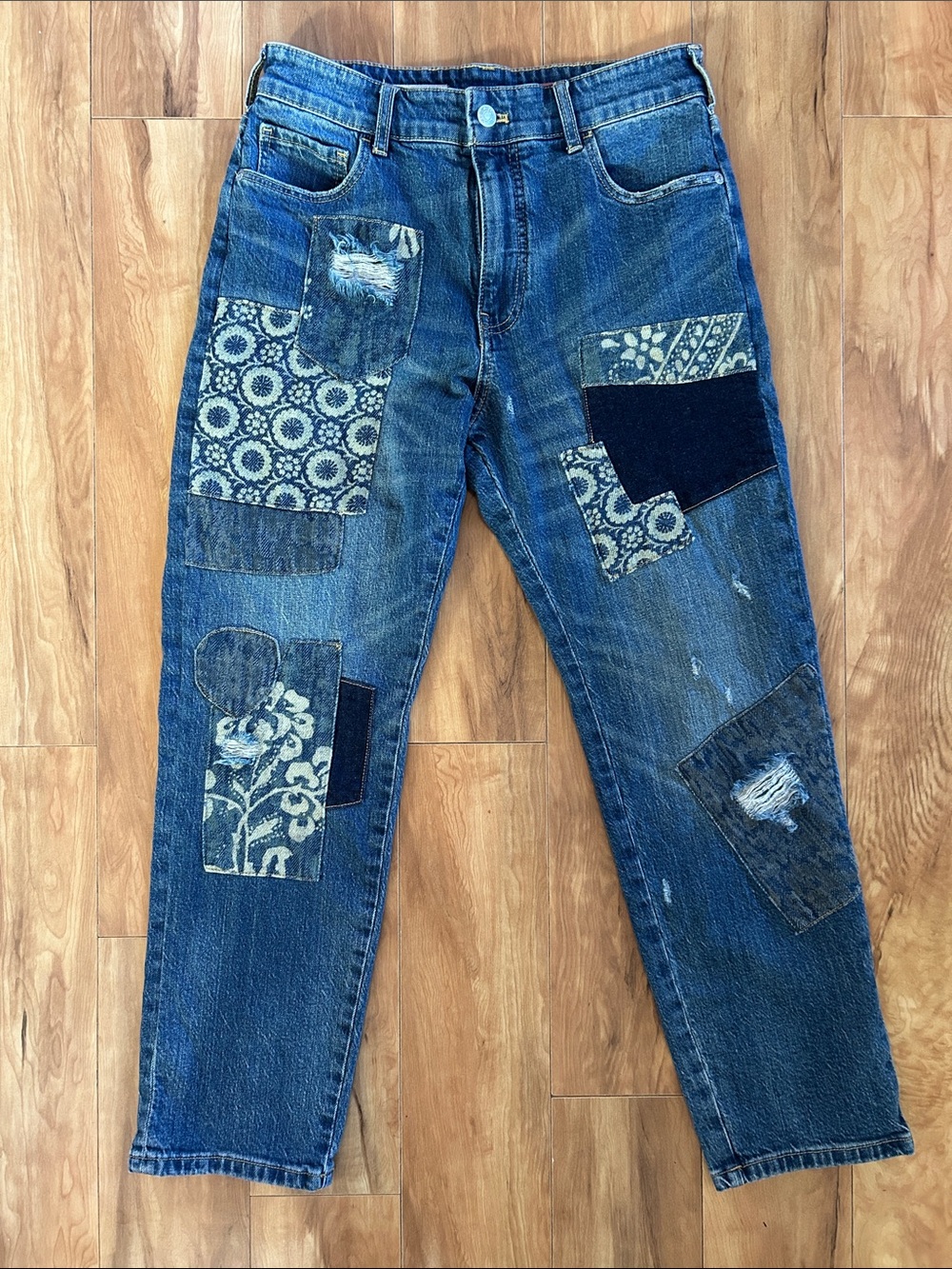 Pilcro the borrowed patchwork boyfriend jeans - Anthropologie - size 26